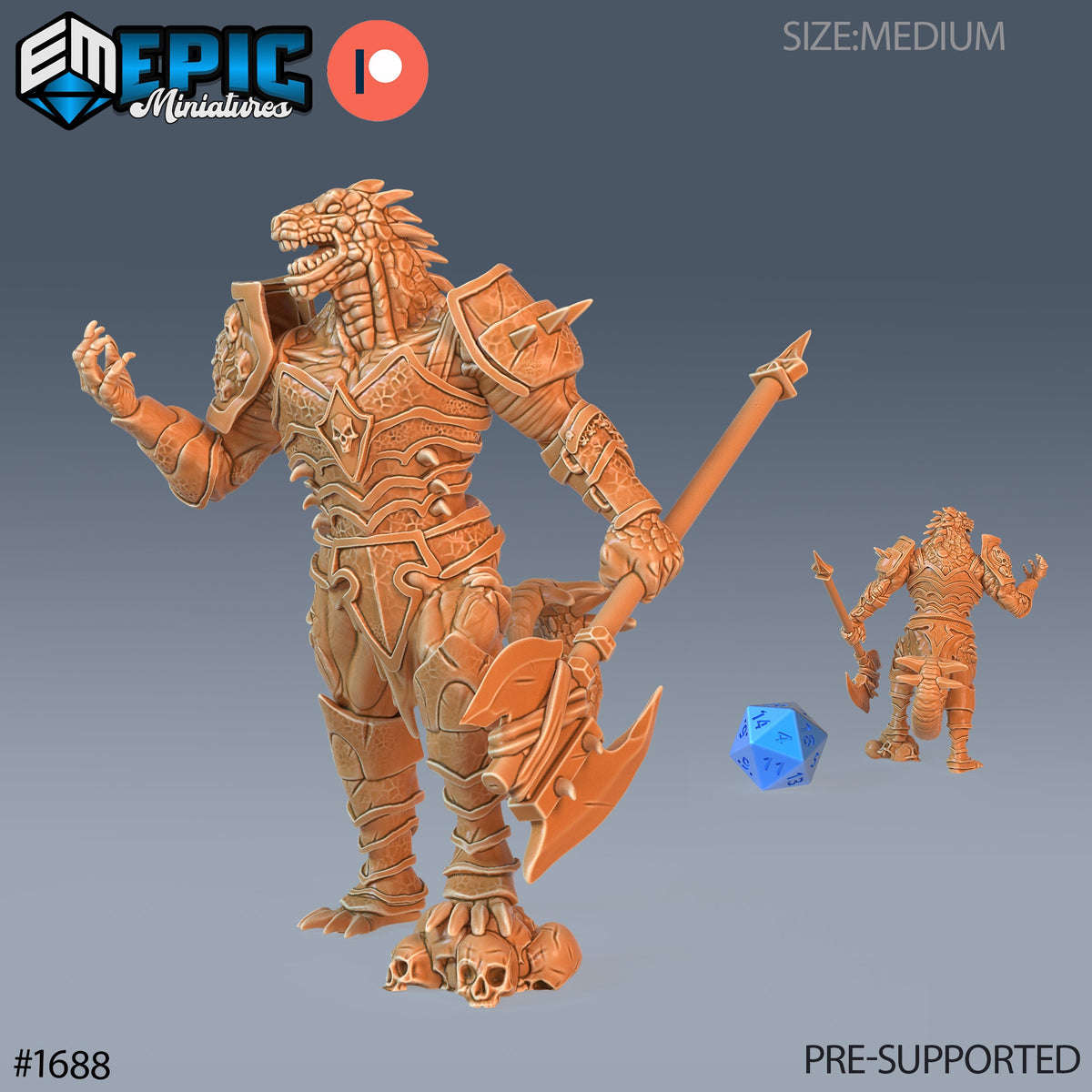 Lizardfolk Warrior Option #1688 front DND miniature Caves of Despair 16k resin