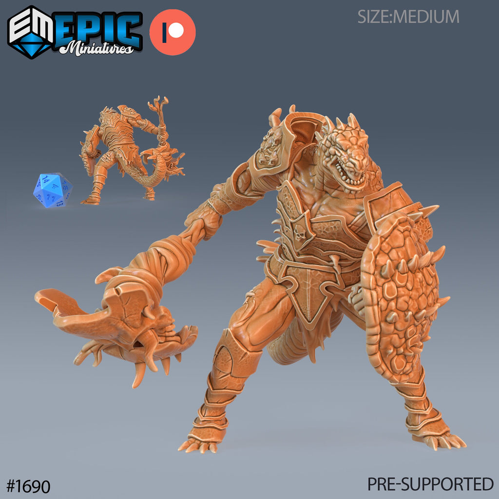 Lizardfolk Warrior Option #1690 front DND miniature Caves of Despair 16k resin