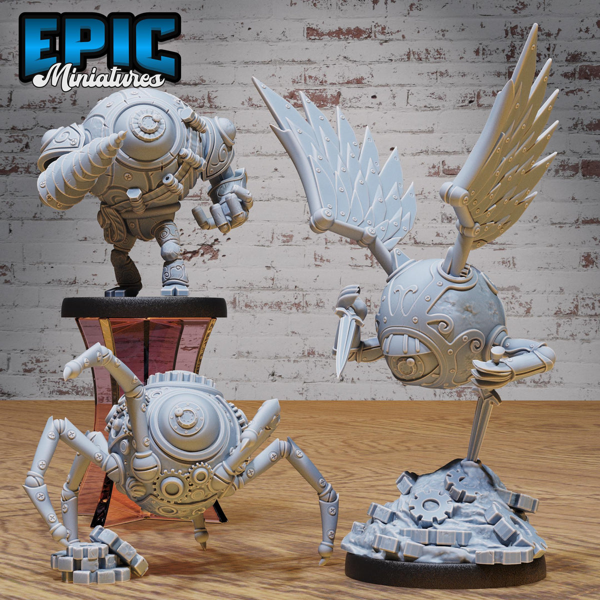 Clockwork Mono Drone Set of 3 DND miniatures group photo Steam Society