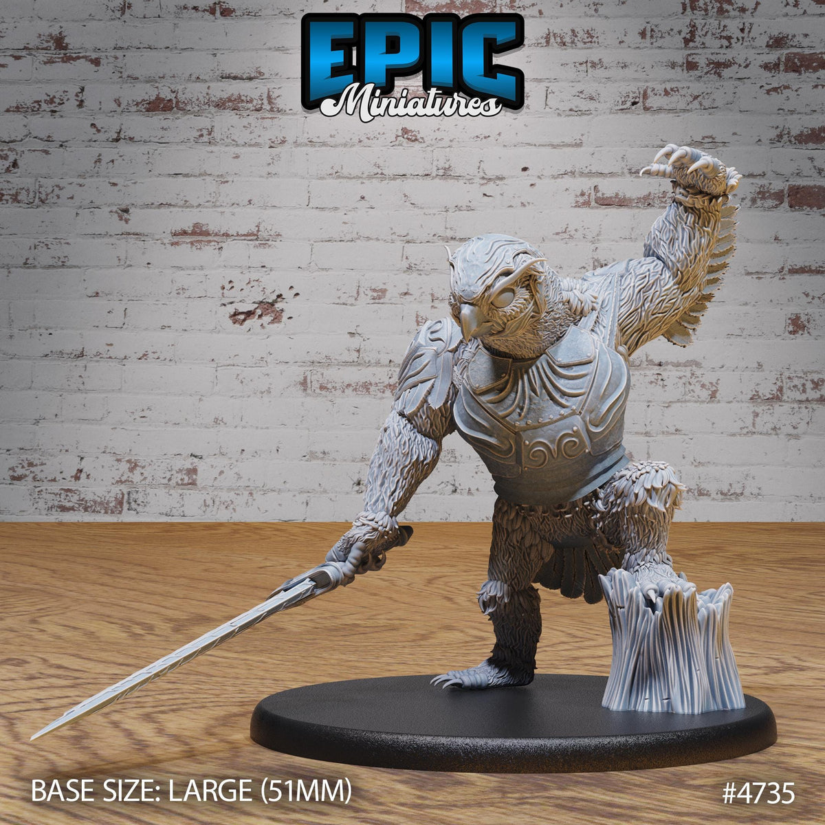 Fabled Owl Bear Option #4735 front DND miniature Old Fables 16k resin