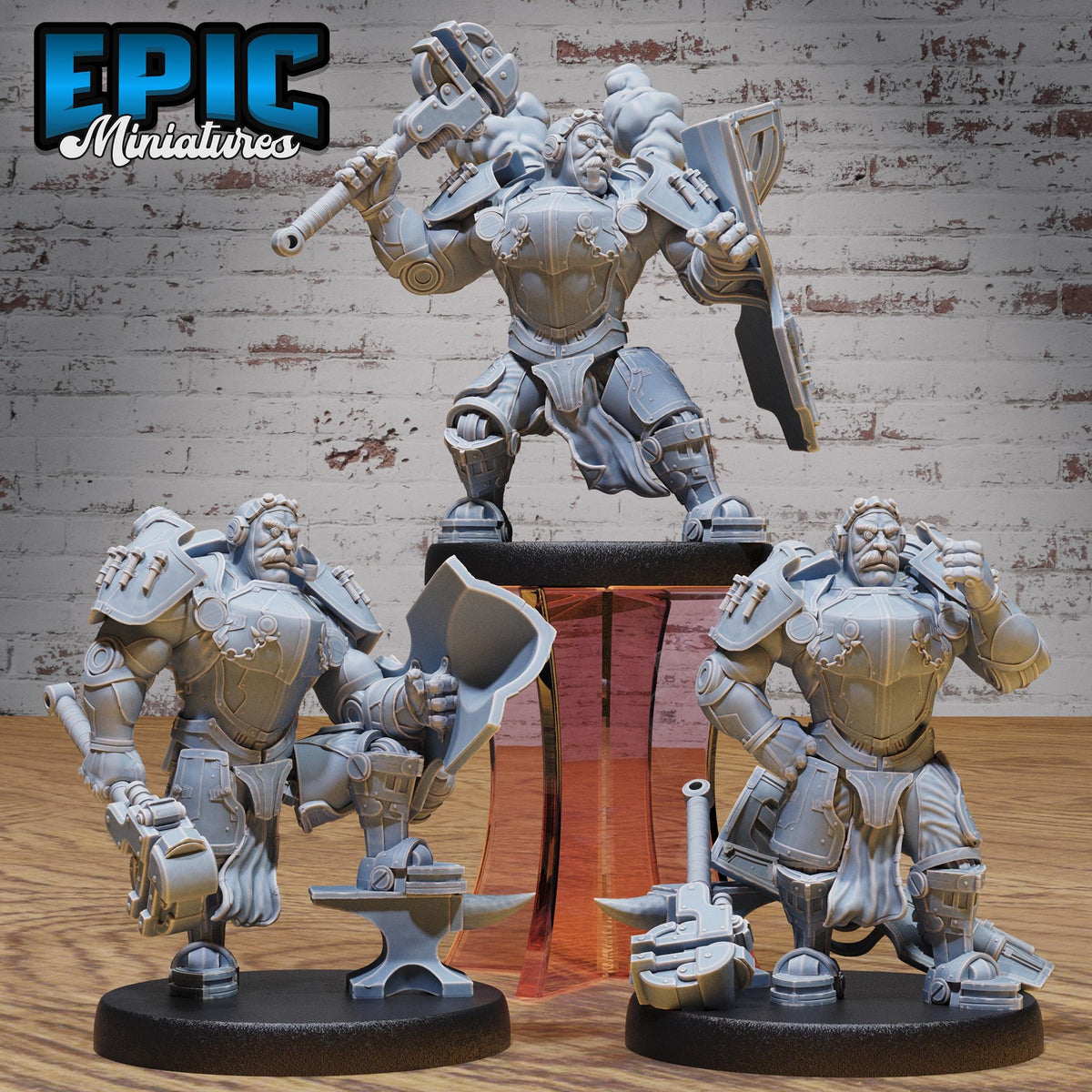 Tinkerer Knight Set of 3 DND miniatures group photo Steam Society