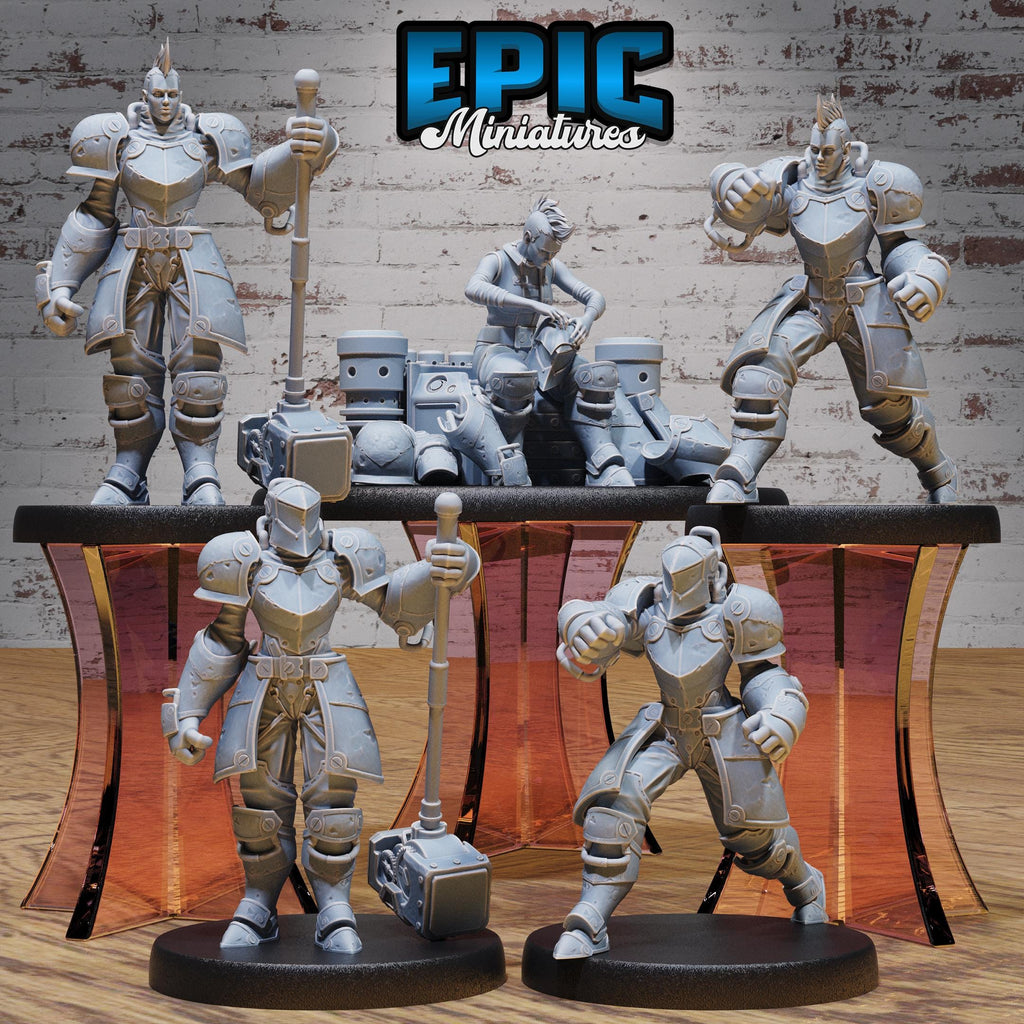 Exosuit Artificer Female Set of 5 DND miniatures group photo Steam Society