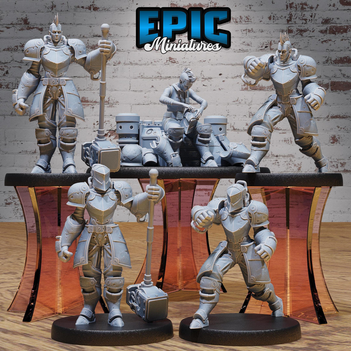 Exosuit Artificer Female Set of 5 DND miniatures group photo Steam Society