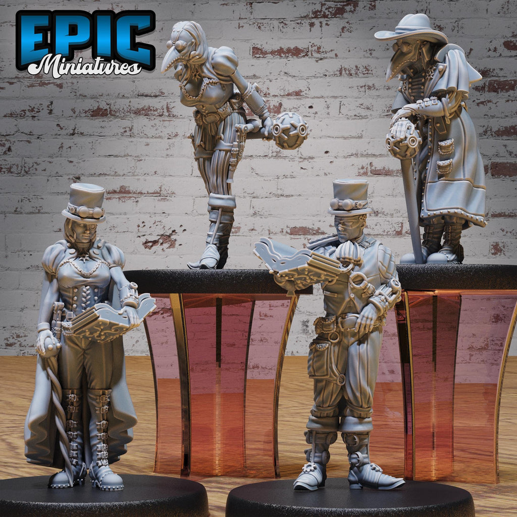 Esoteric Society Set of 4 DND miniatures group photo Steam Society