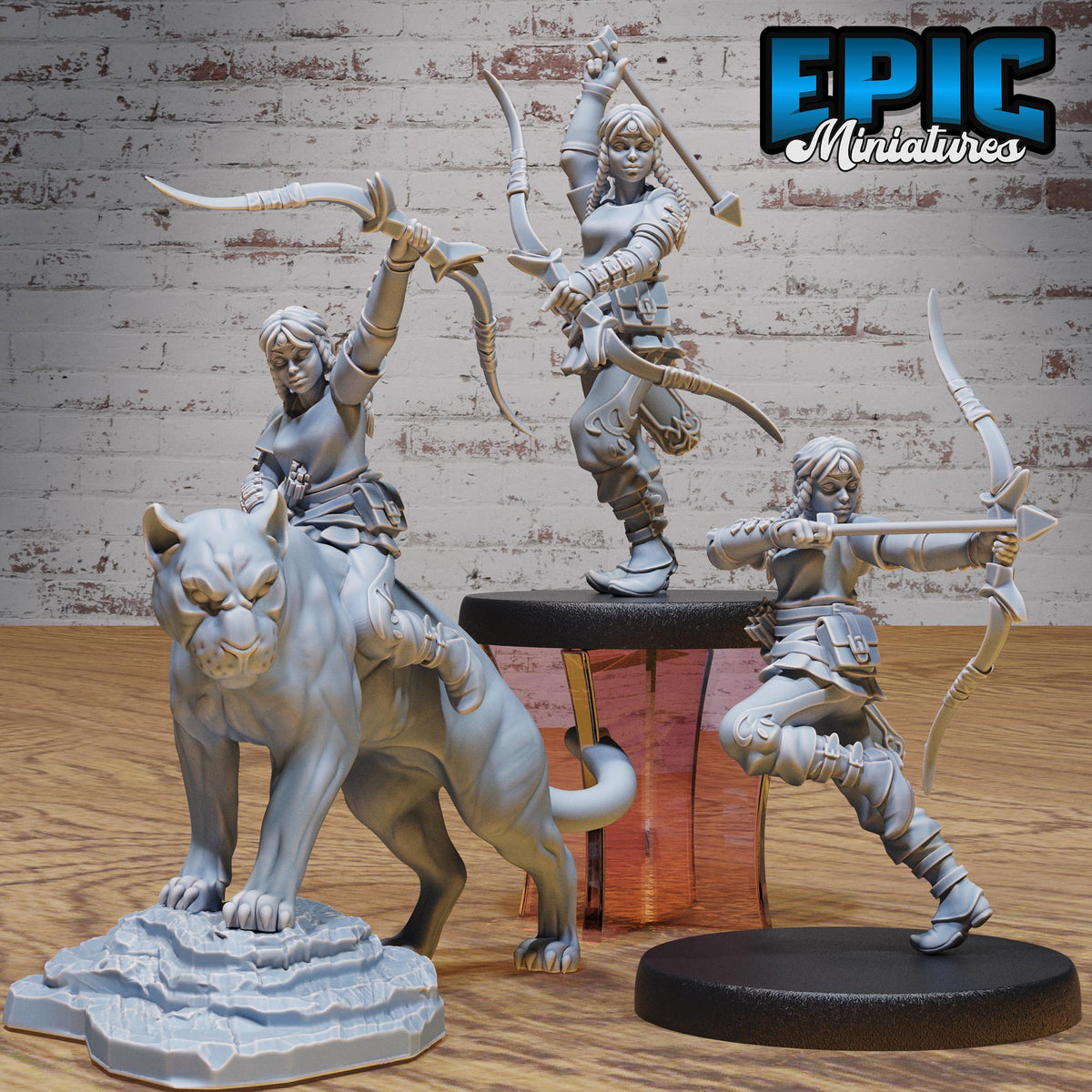 Hunter Girl Set of 3 DND miniatures group photo Old Fables
