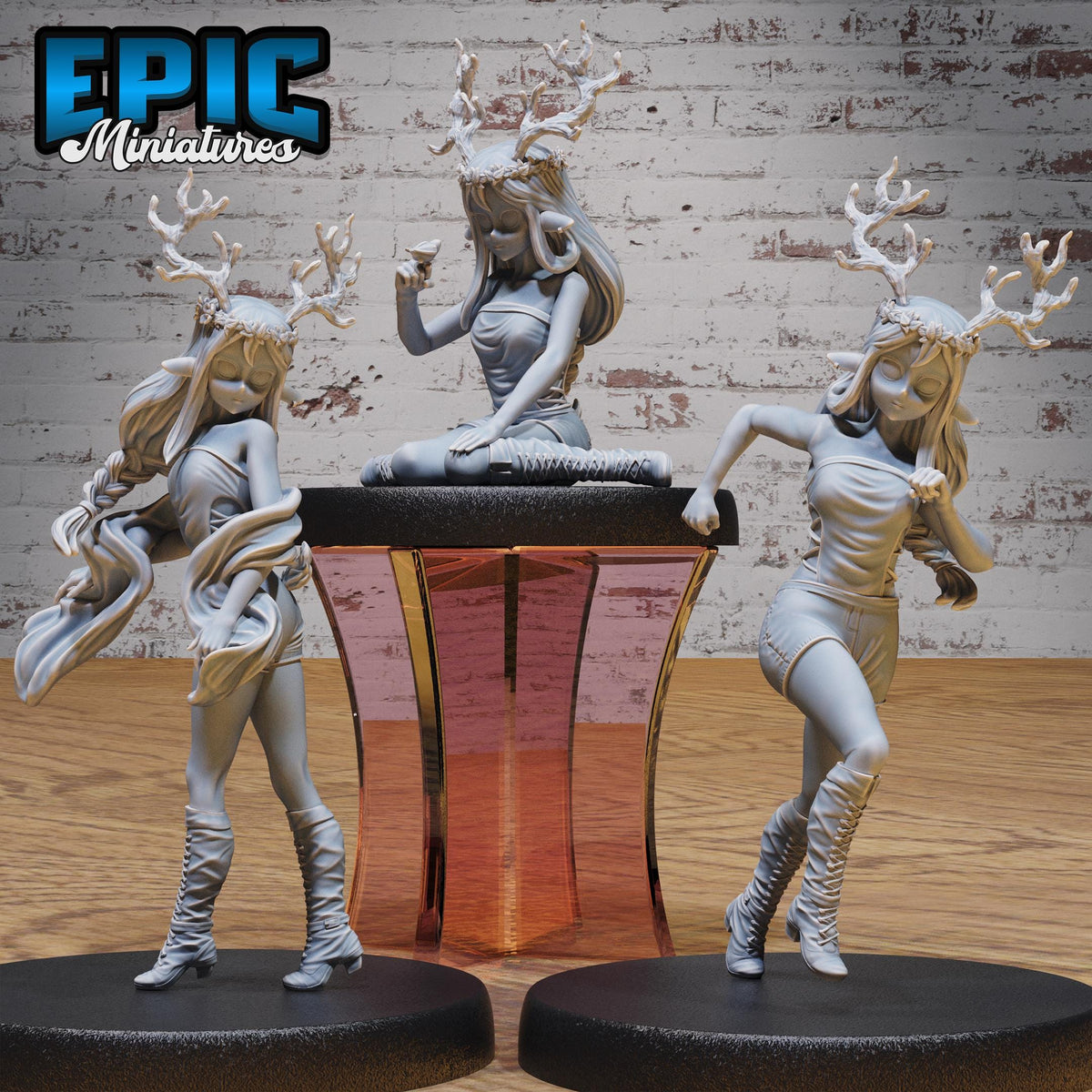 Druid Child Female Set of 3 DND miniatures group photo Old Fables