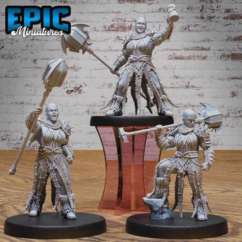 Bald Dwarf Female Set of 3 DND miniatures group photo Age of Dragons