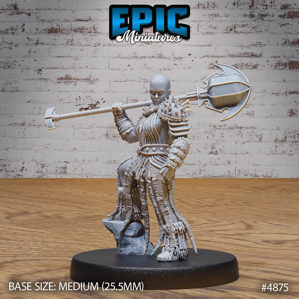 Bald Dwarf Female Option #4875 front DND miniature Age of Dragons 16k resin