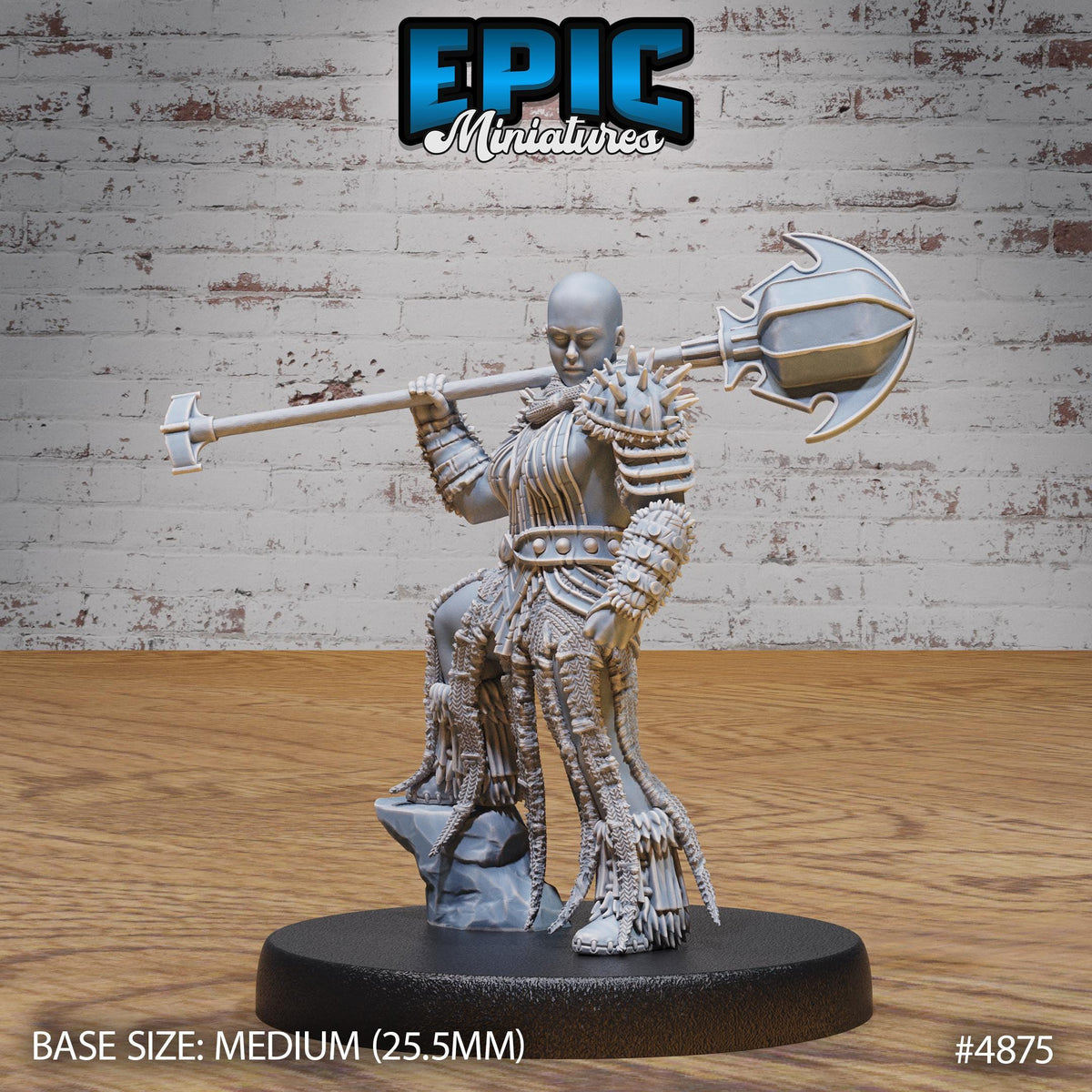 Bald Dwarf Female Option #4875 front DND miniature Age of Dragons 16k resin