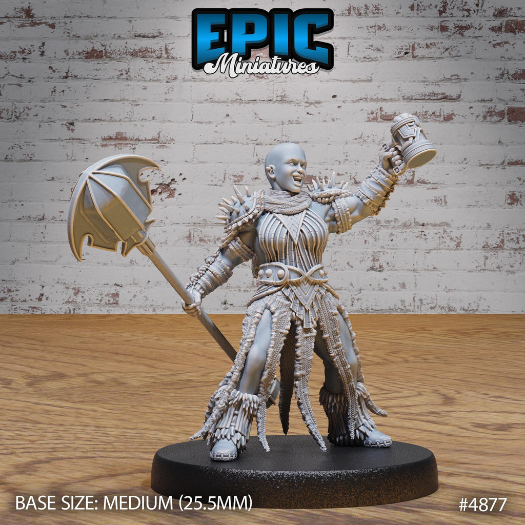 Bald Dwarf Female Option #4877 front DND miniature Age of Dragons 16k resin