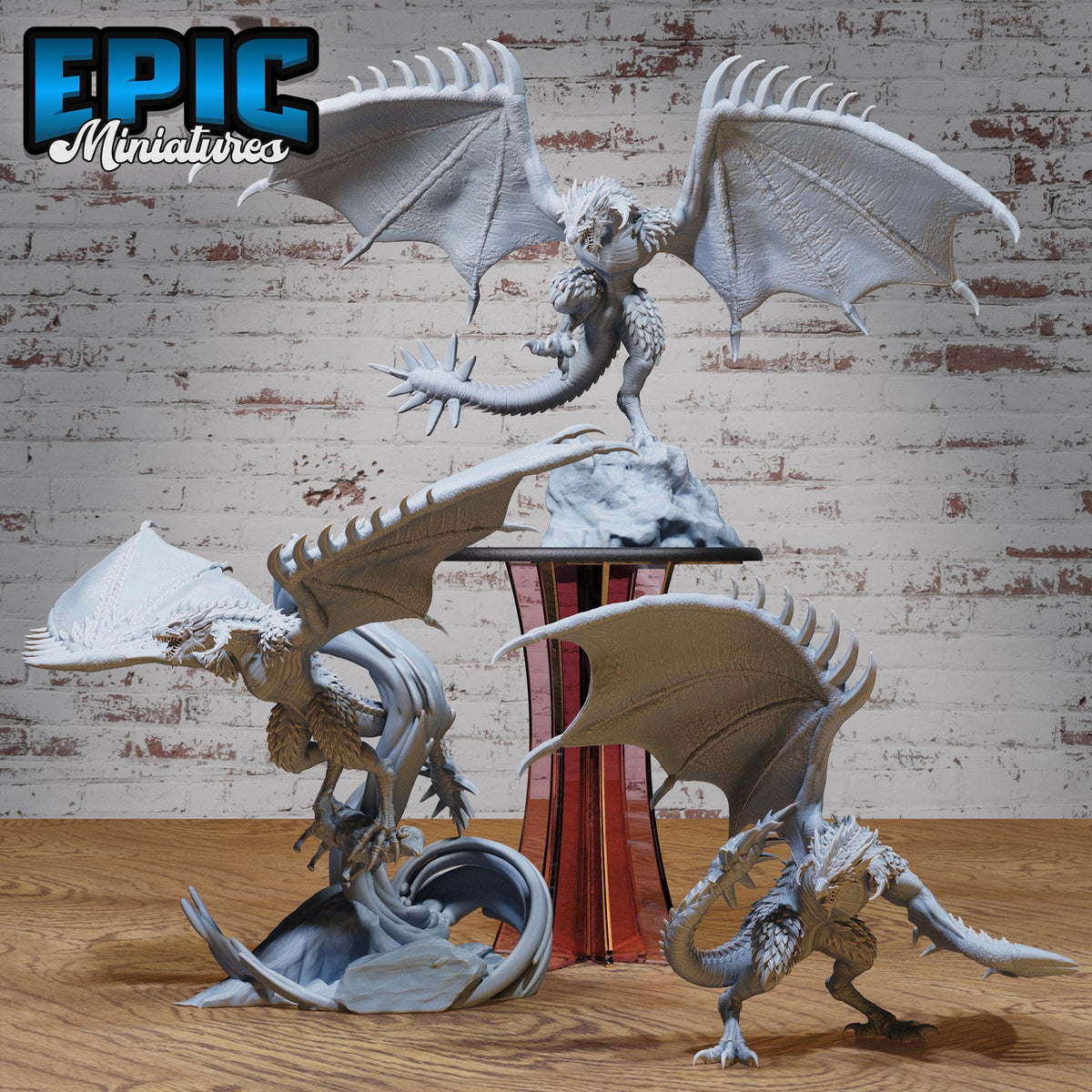 Huge Demise Wyvern Set of 3 DND miniatures group photo Age of Dragons