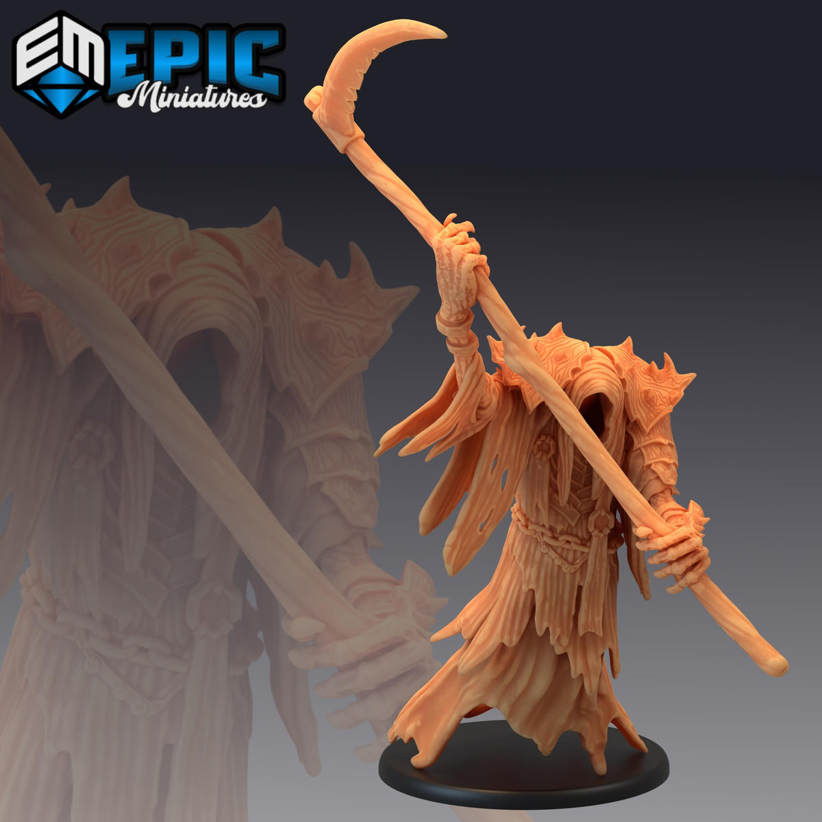 Death Death Scythe front DND miniature Restless Bones 16k resin