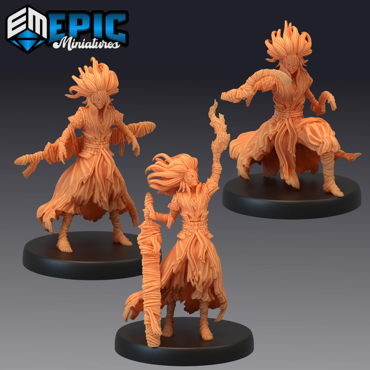 Bandage Warrior Set of 3 DND miniatures group photo Restless Bones