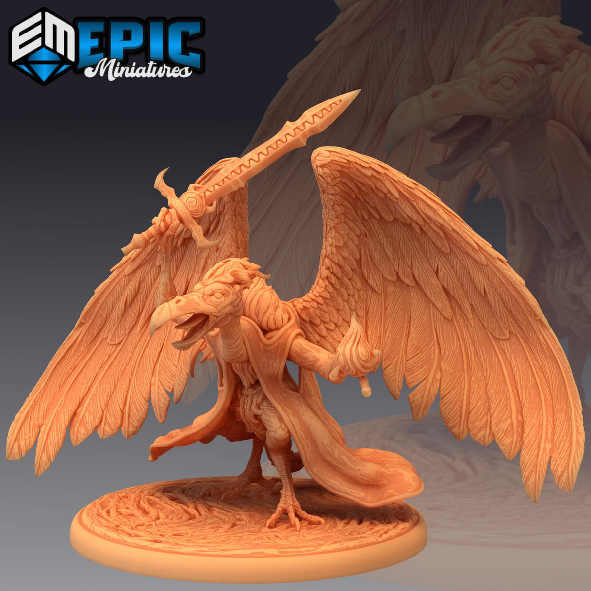 Vulture Demon Vulture Demon Altar front DND miniature Restless Bones 16k resin