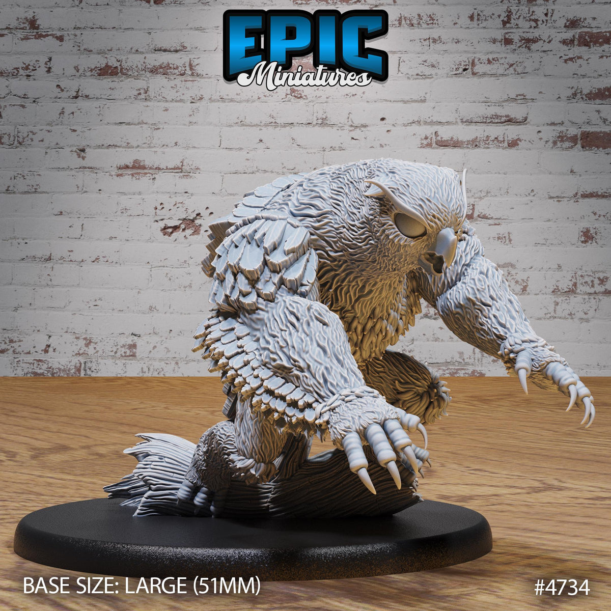 Fabled Owl Bear Option #4734 front DND miniature Old Fables 16k resin