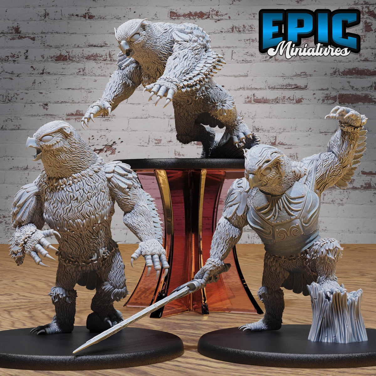 Fabled Owl Bear Set of 4 DND miniatures group photo Old Fables