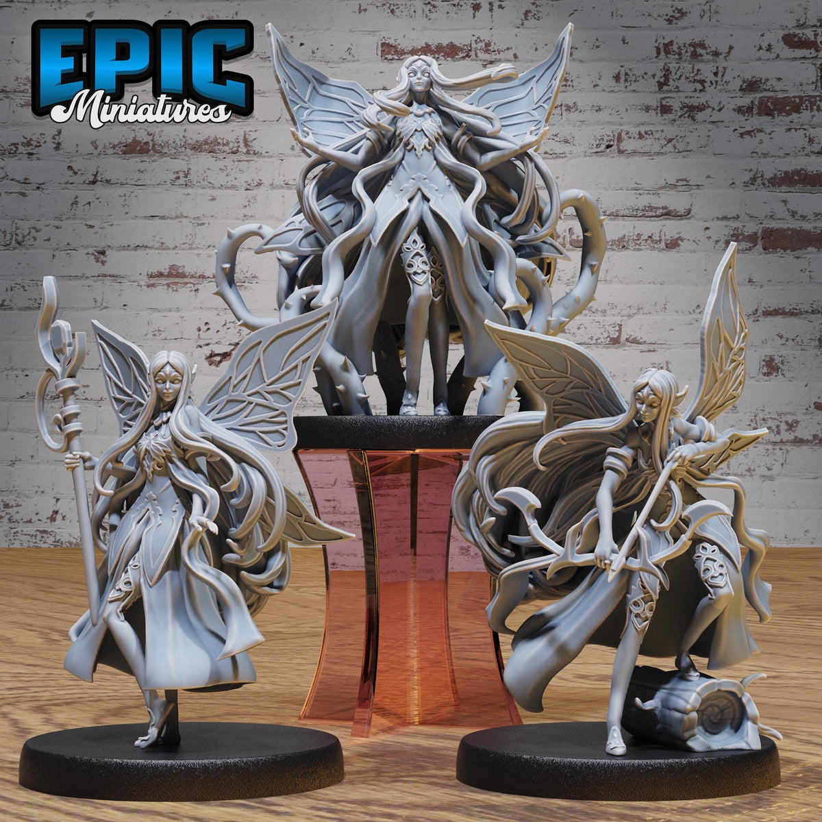 Female Fey Adventurer Set of 3 DND miniatures group photo Old Fables