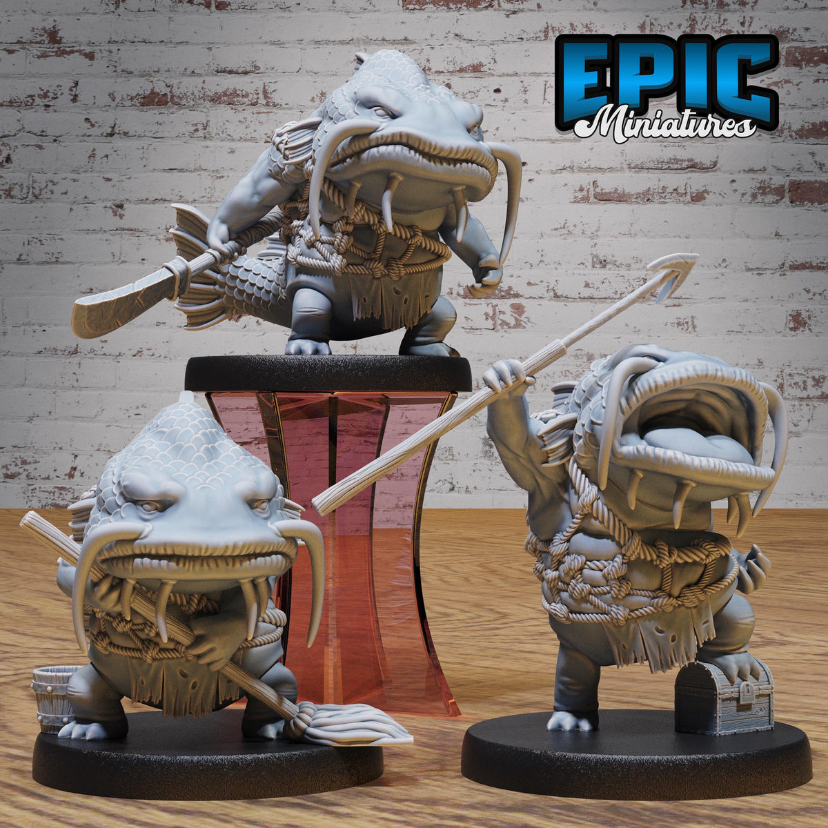 Catfish Folk Set of 3 DND miniatures group photo Mysterious Ocean