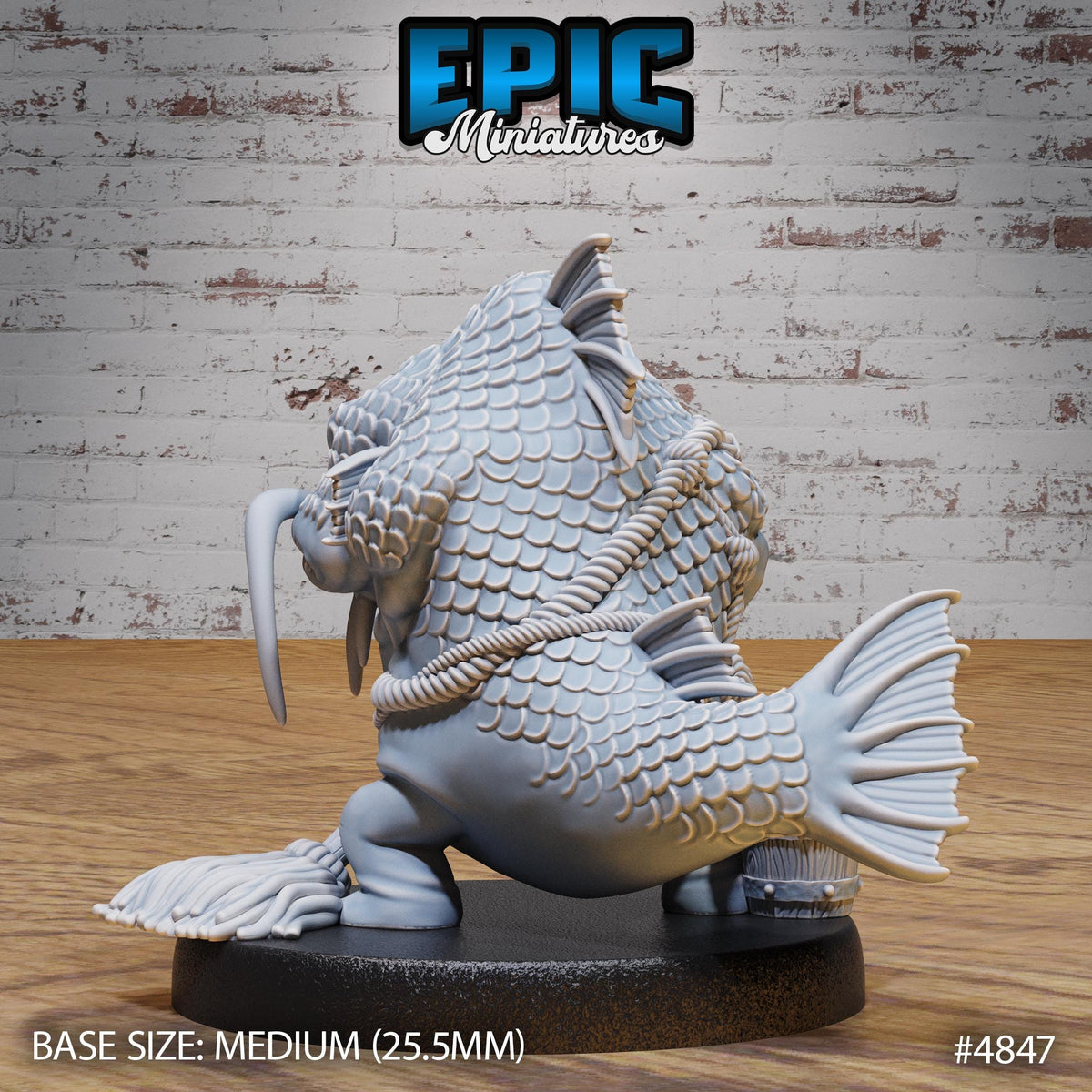 Catfish Folk Option #4847 back DND miniature Mysterious Ocean 16k resin