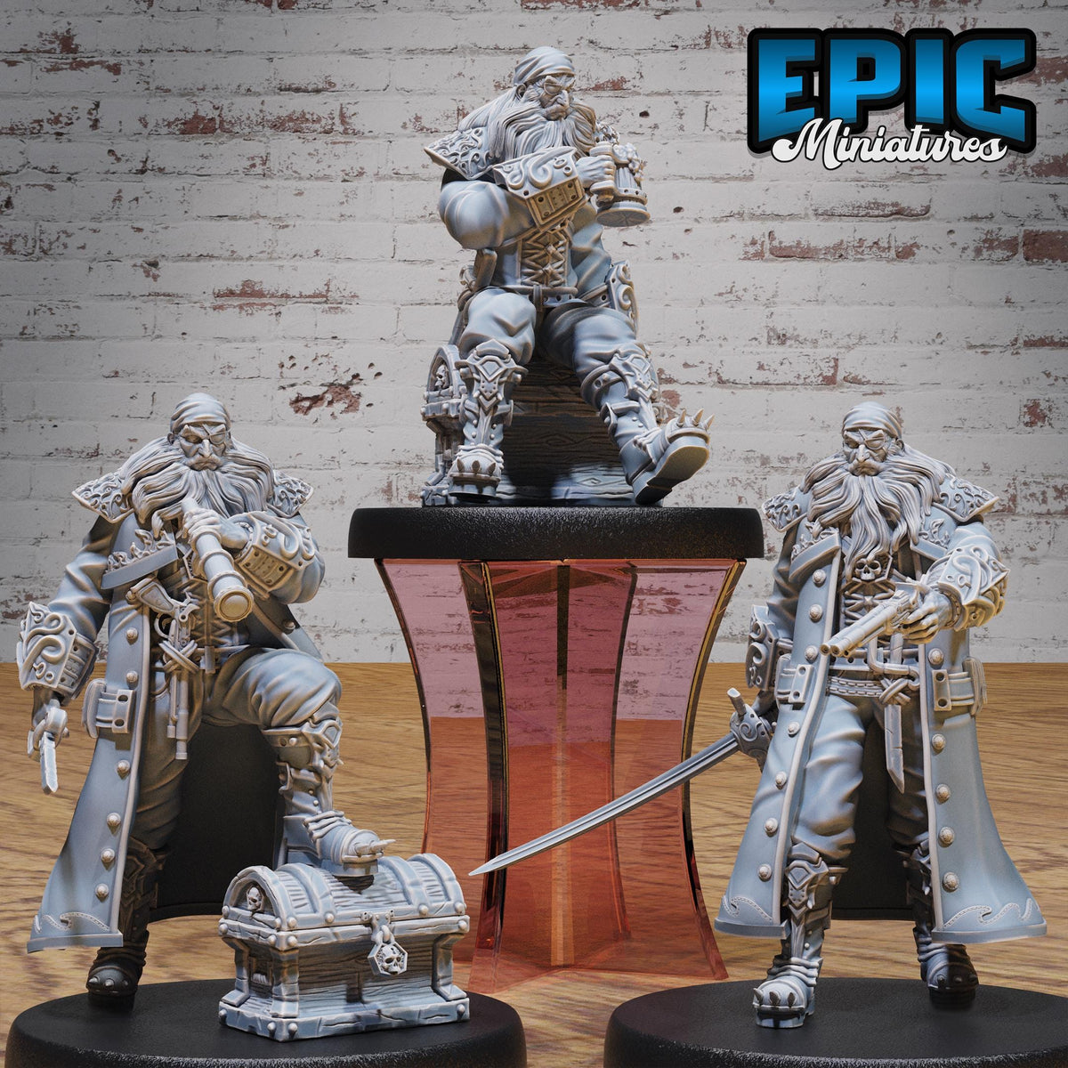 Pirate Captain Barbarossa Set of 3 DND miniatures group photo Mysterious Ocean