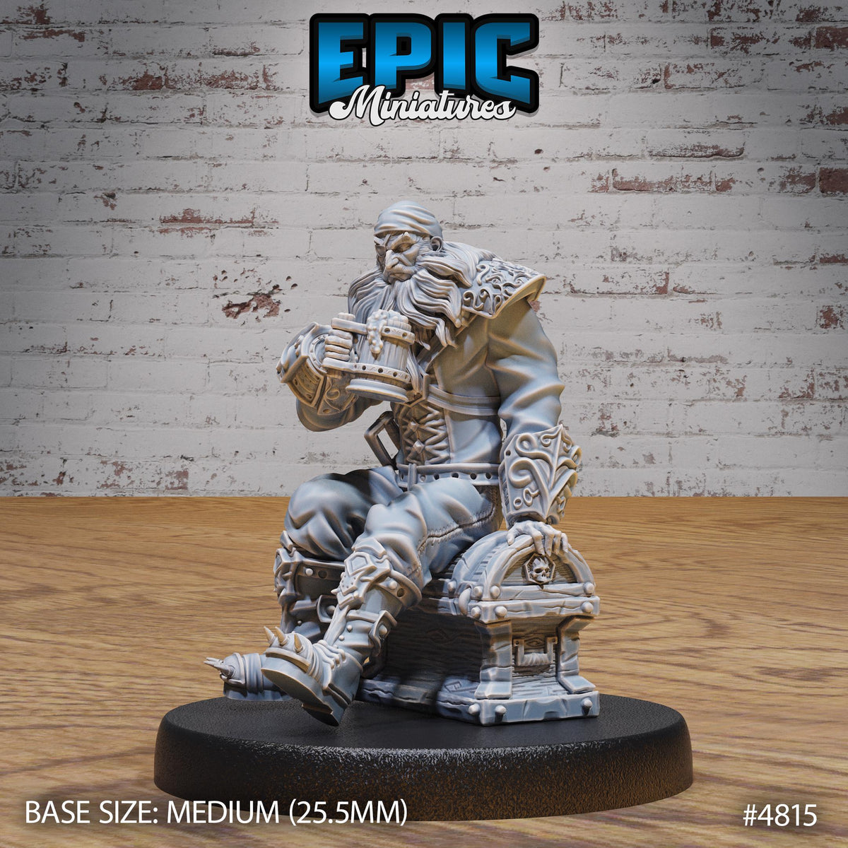 Pirate Captain Barbarossa Option #4815 front DND miniature Mysterious Ocean 16k resin