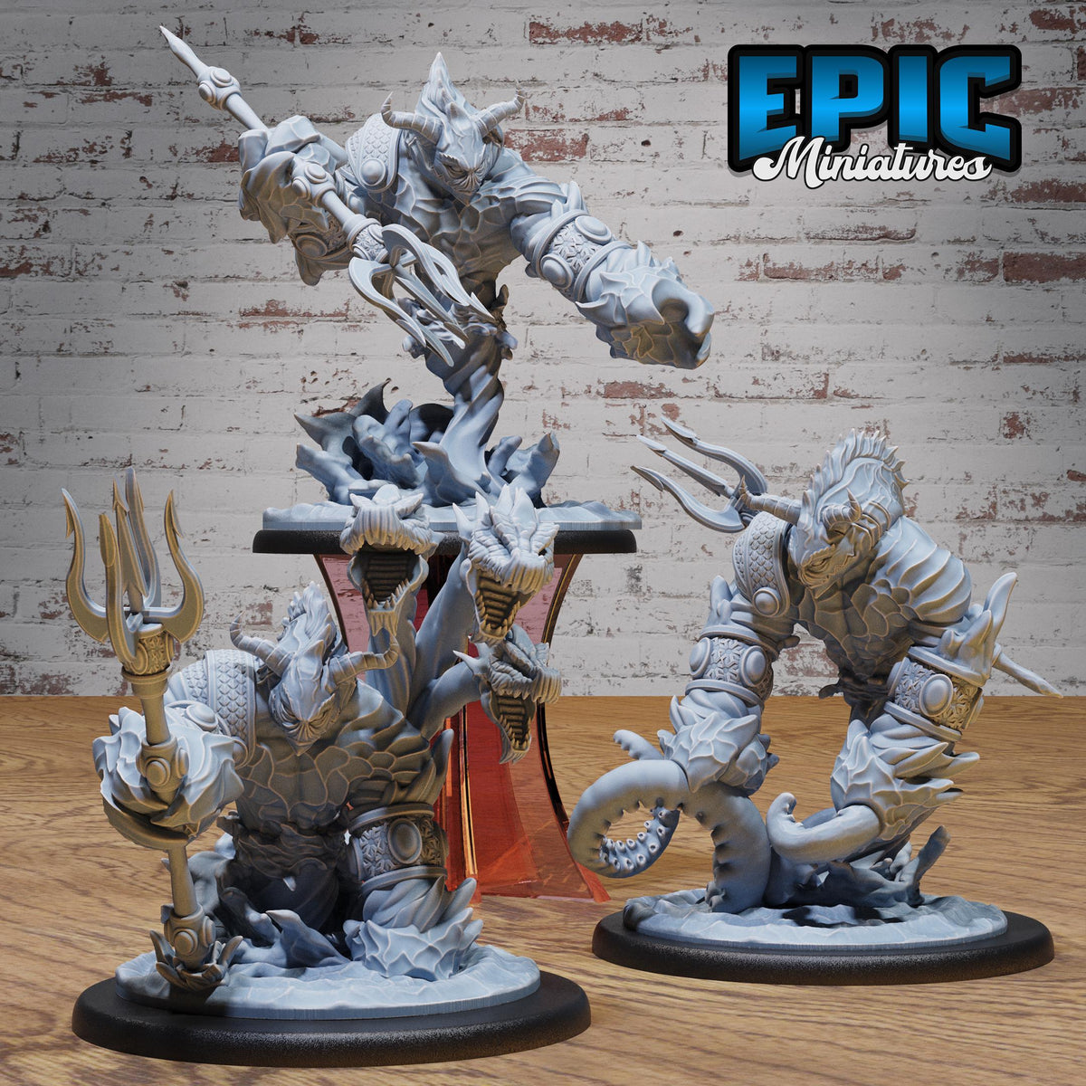 Water Elemental Guard Set of 3 DND miniatures group photo Mysterious Ocean