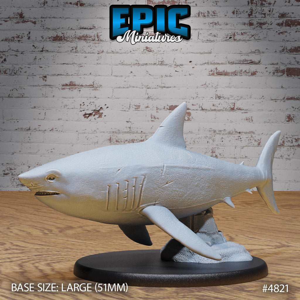 Great White Shark Option #4822 front DND miniature Mysterious Ocean 16k resin