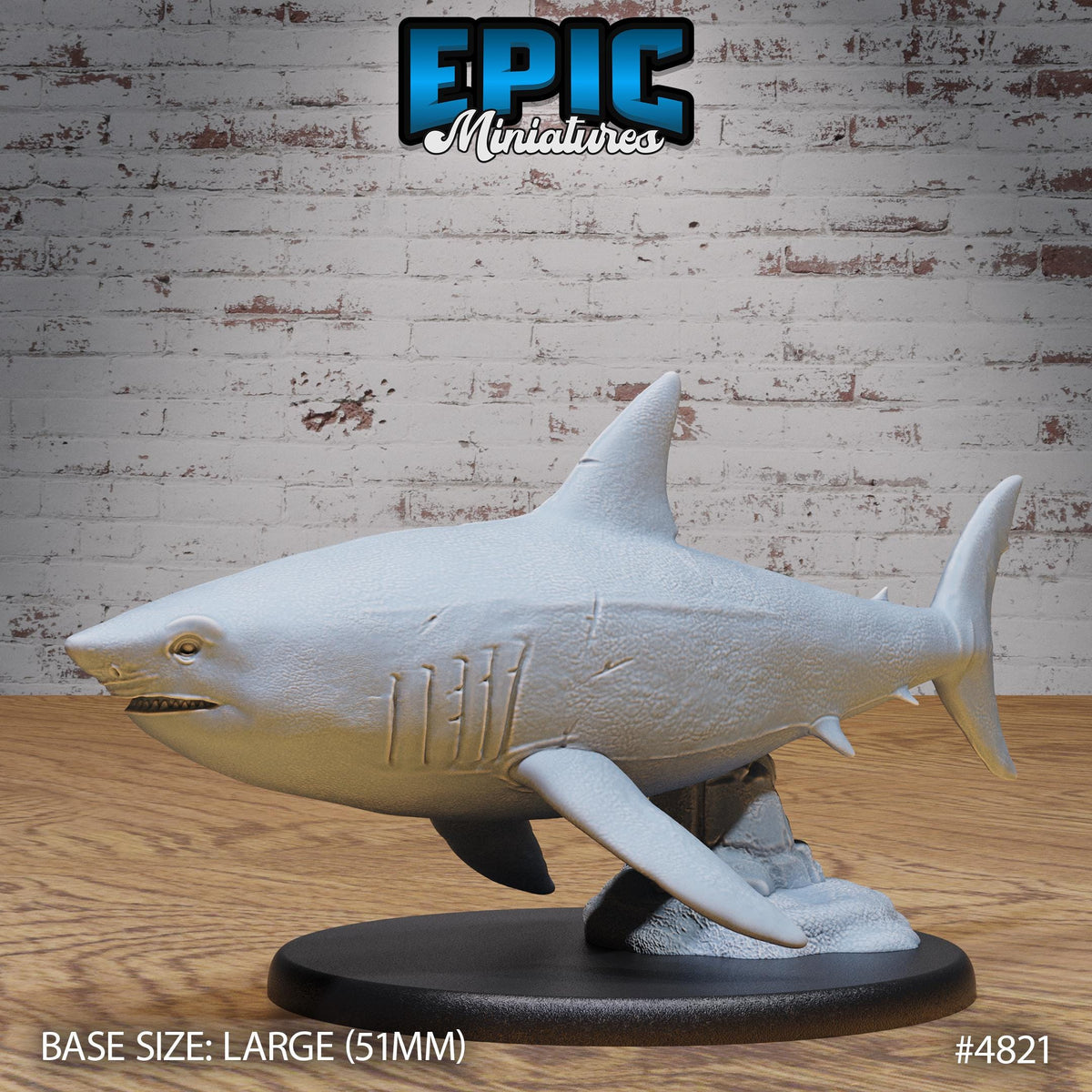 Great White Shark Option #4822 front DND miniature Mysterious Ocean 16k resin