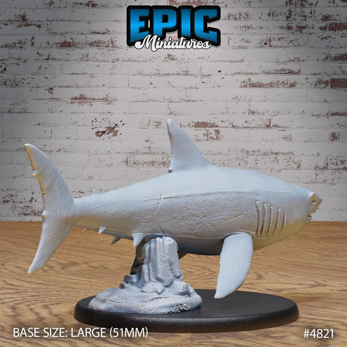 Great White Shark Option 1 Huge Base front DND miniature Mysterious Ocean 16k resin