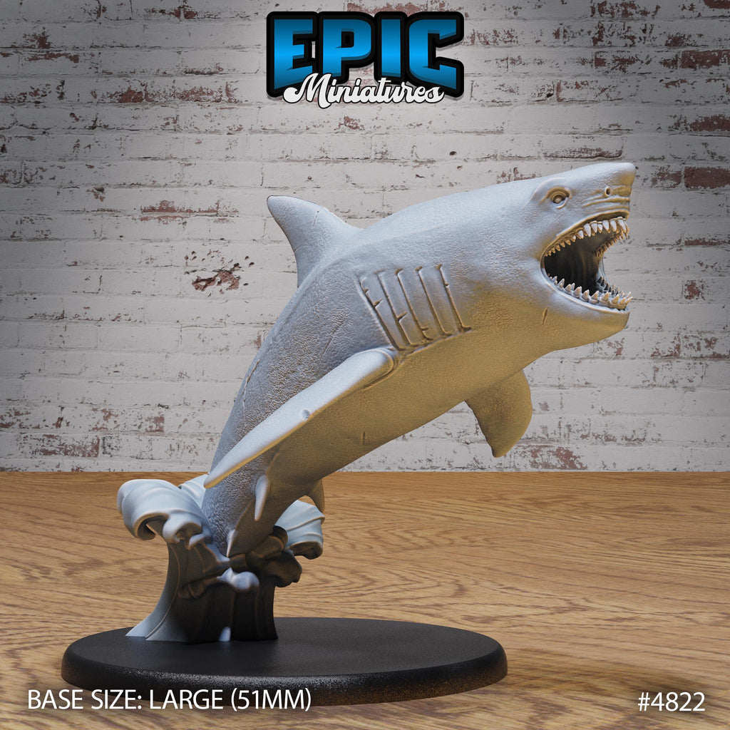 Great White Shark Option 2 Huge Base front DND miniature Mysterious Ocean 16k resin