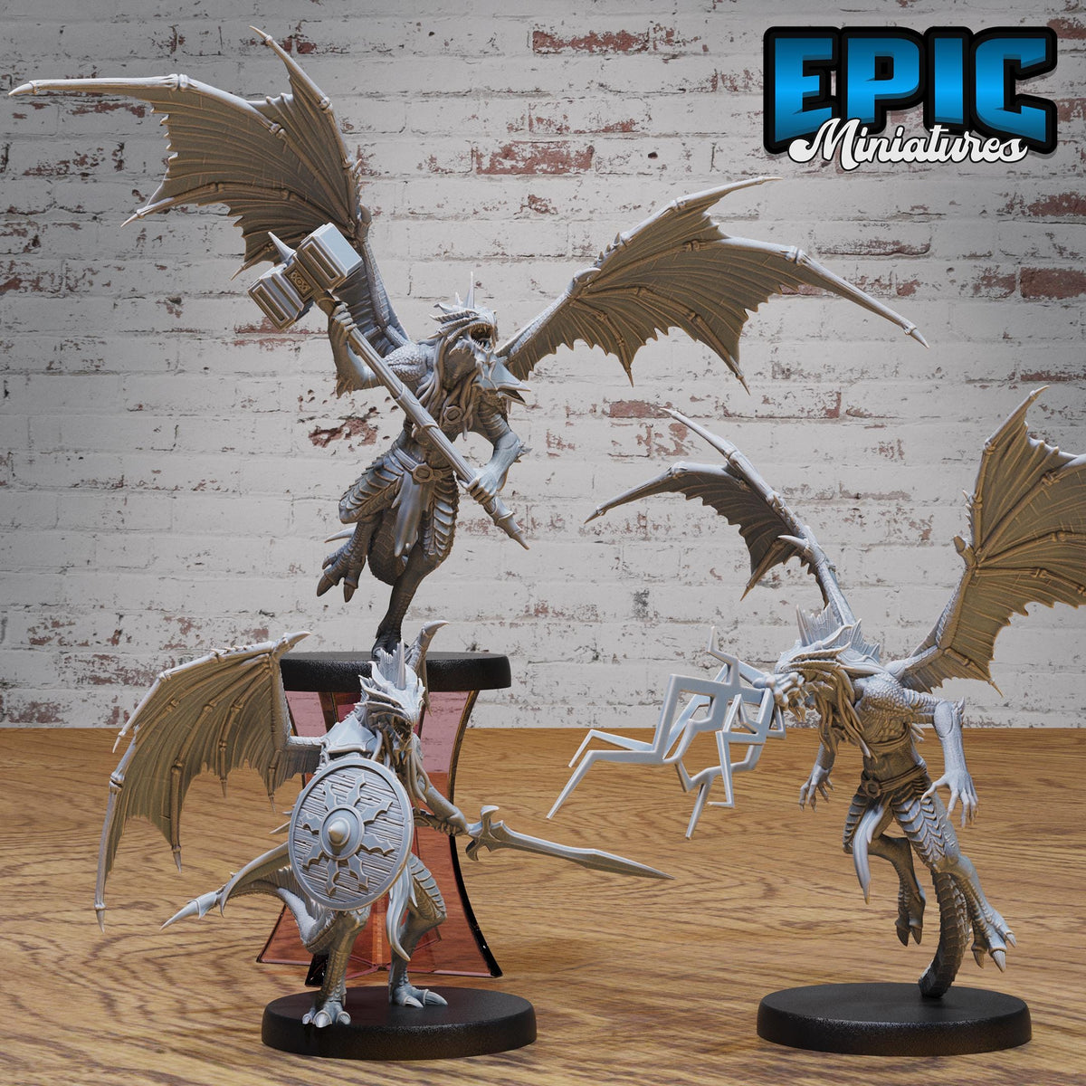 Draconic Demon Set of 3 DND miniatures group photo Age of Dragons