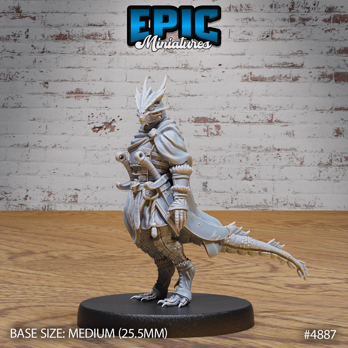 Half Dragon Adventurer Option #4887 front DND miniature Age of Dragons 16k resin