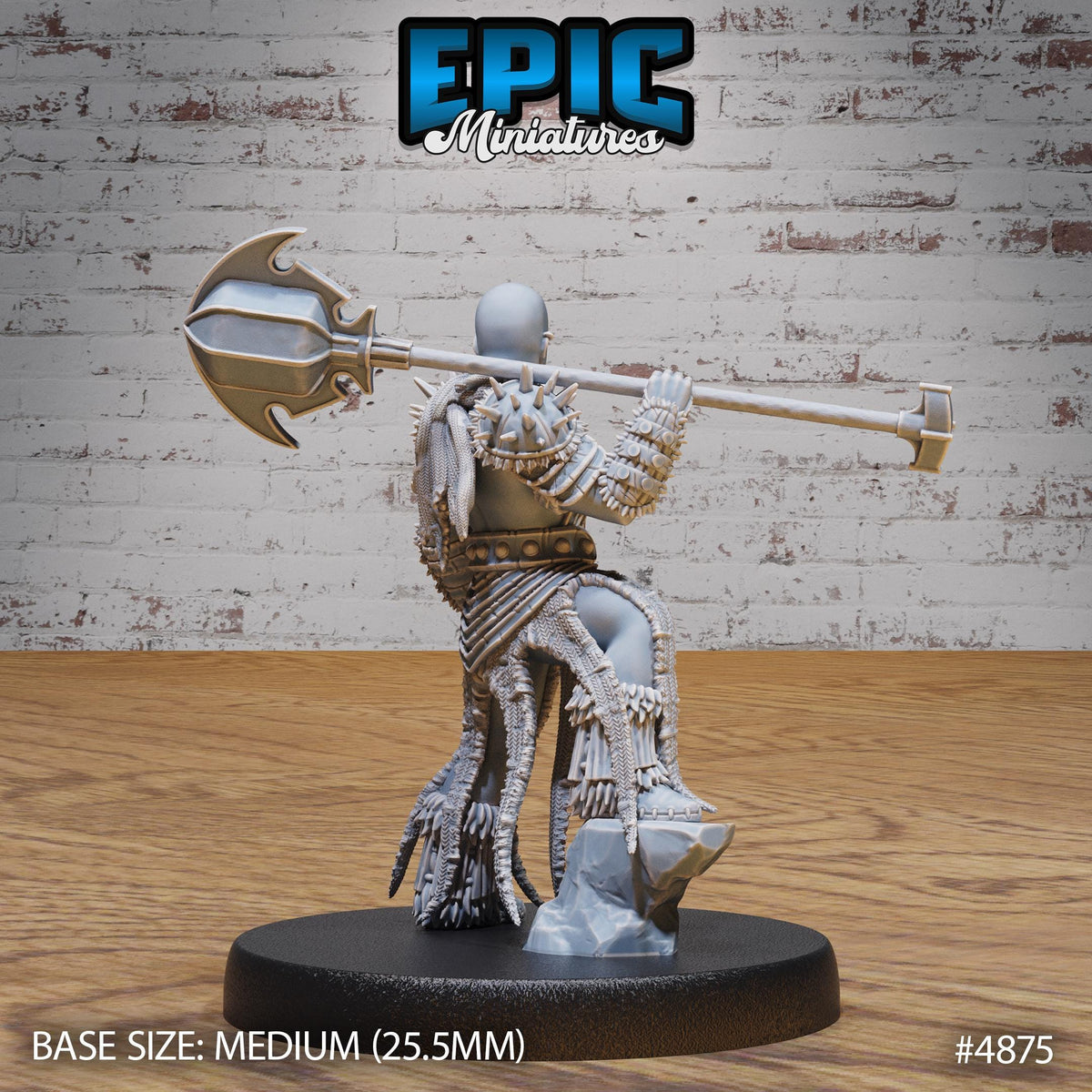 Bald Dwarf Female Option #4875 back DND miniature Age of Dragons 16k resin