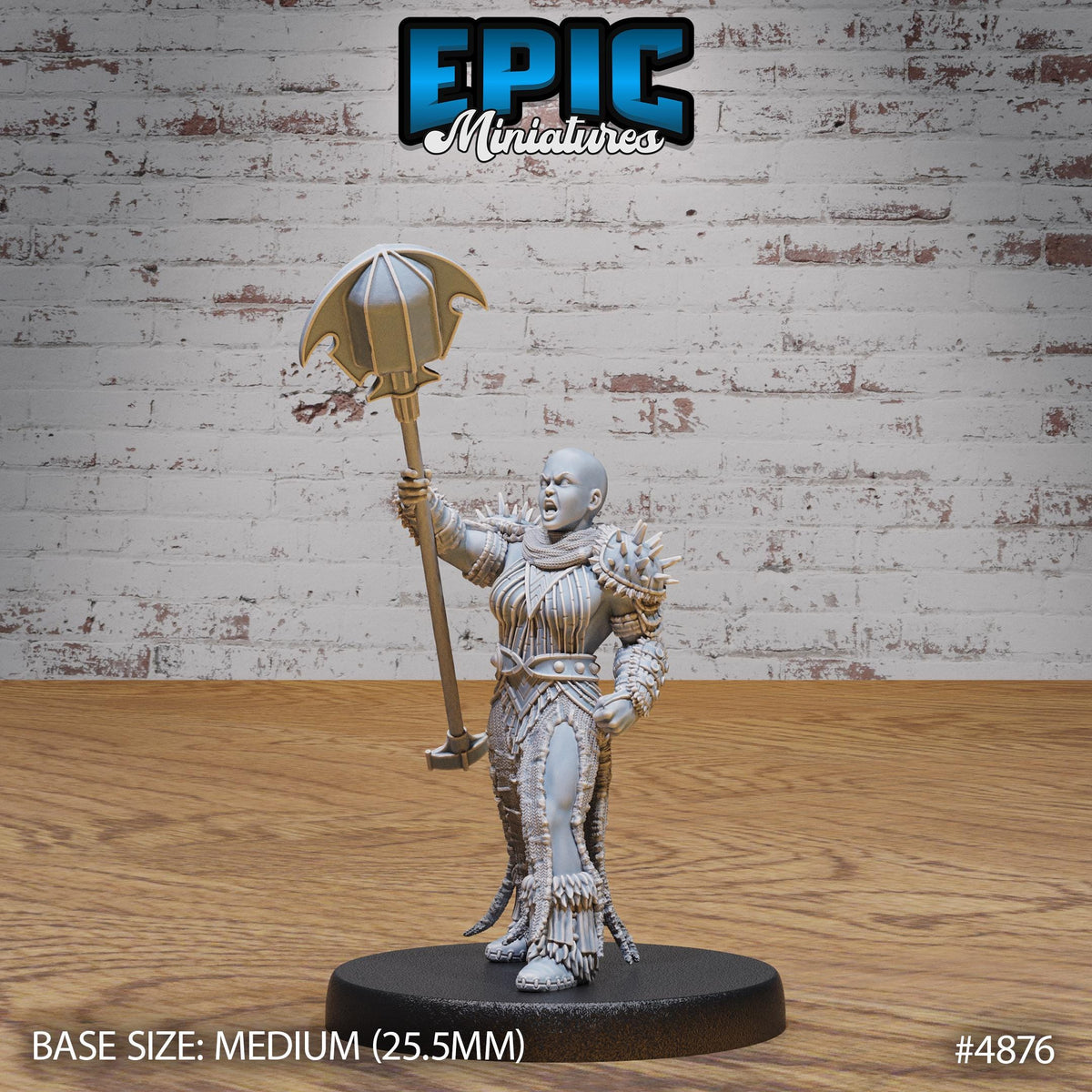 Bald Dwarf Female Option #4876 front DND miniature Age of Dragons 16k resin