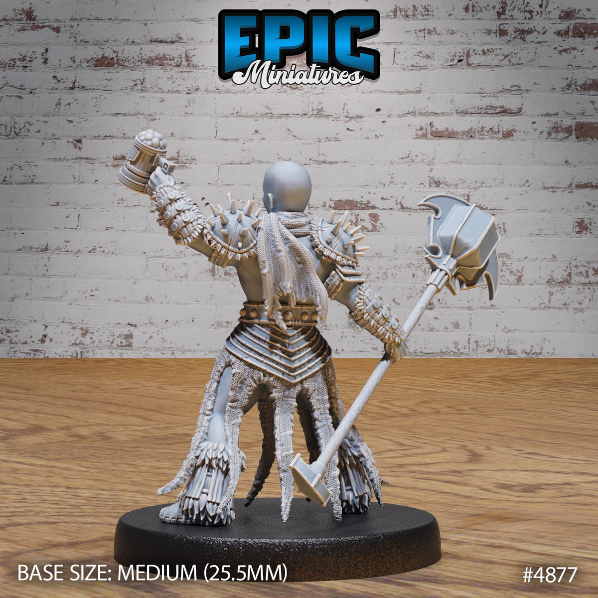 Bald Dwarf Female Option #4877 back DND miniature Age of Dragons 16k resin