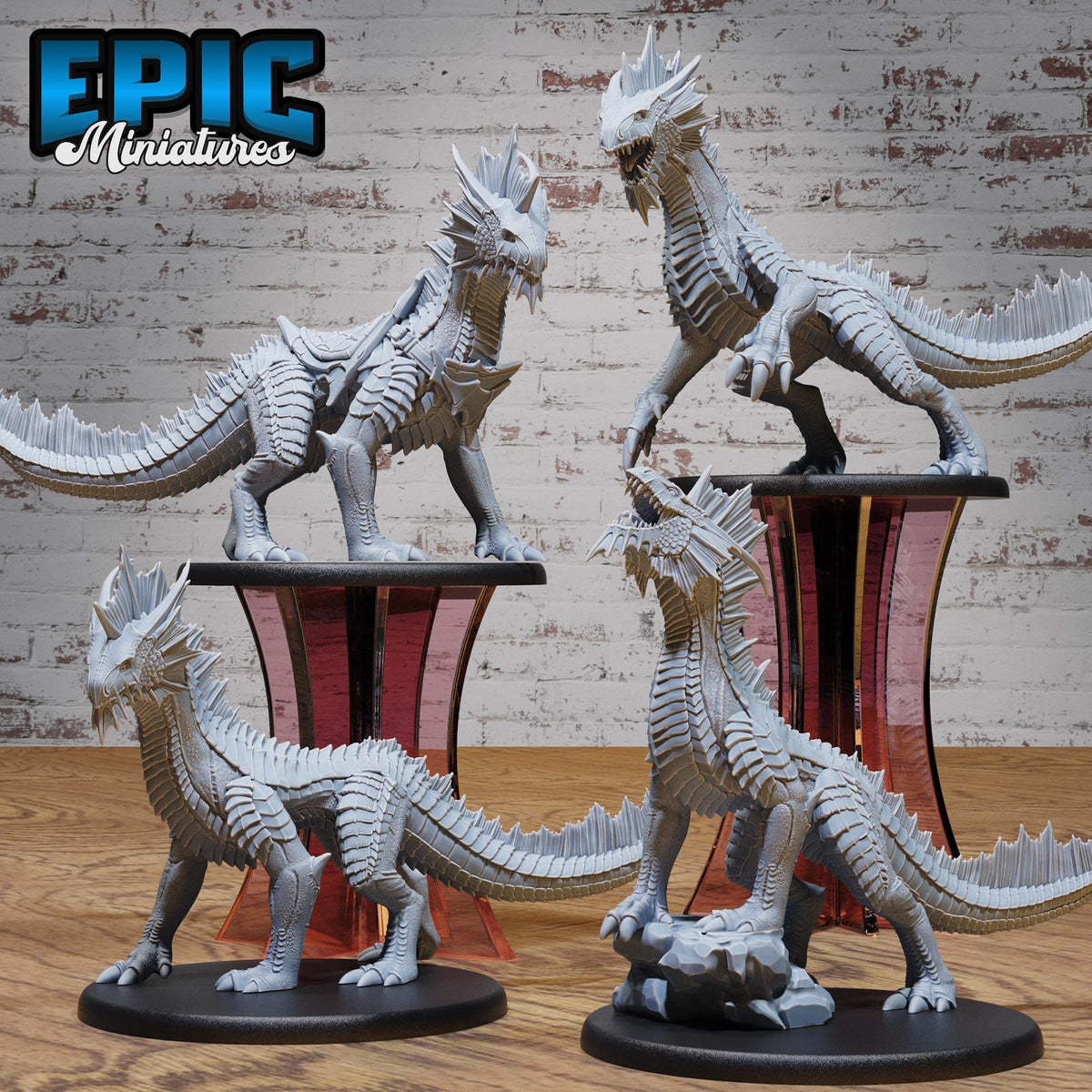 Silver Guard Drake Set of 4 DND miniatures group photo Age of Dragons