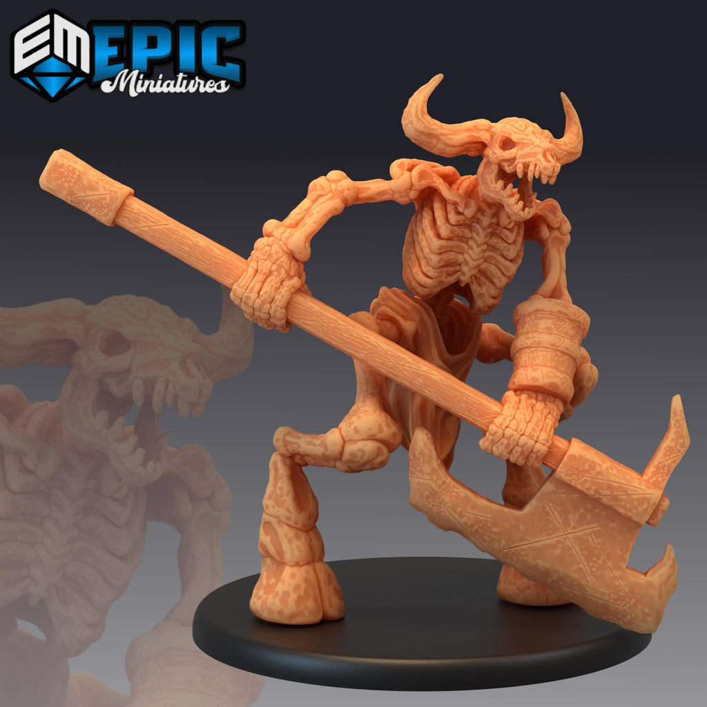 Minotaur Skeleton Hammer front DND miniature Restless Bones 16k resin