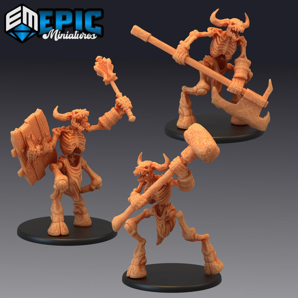 Minotaur Skeleton Set of 3 DND miniatures group photo Restless Bones