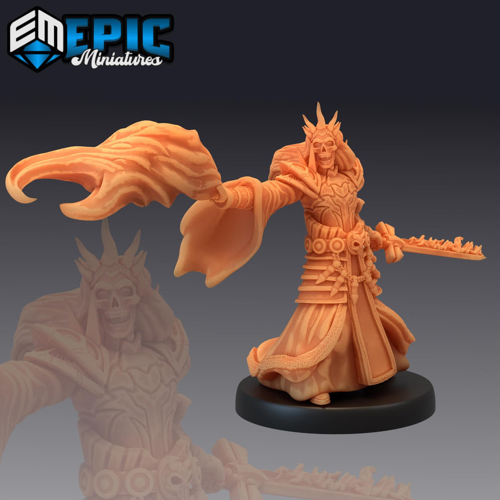 Ancient Lich Lich Sword front DND miniature Restless Bones 16k resin