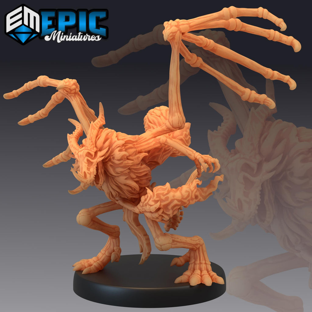 Dragonborn Skeleton Breath Attack front DND miniature Restless Bones 16k resin