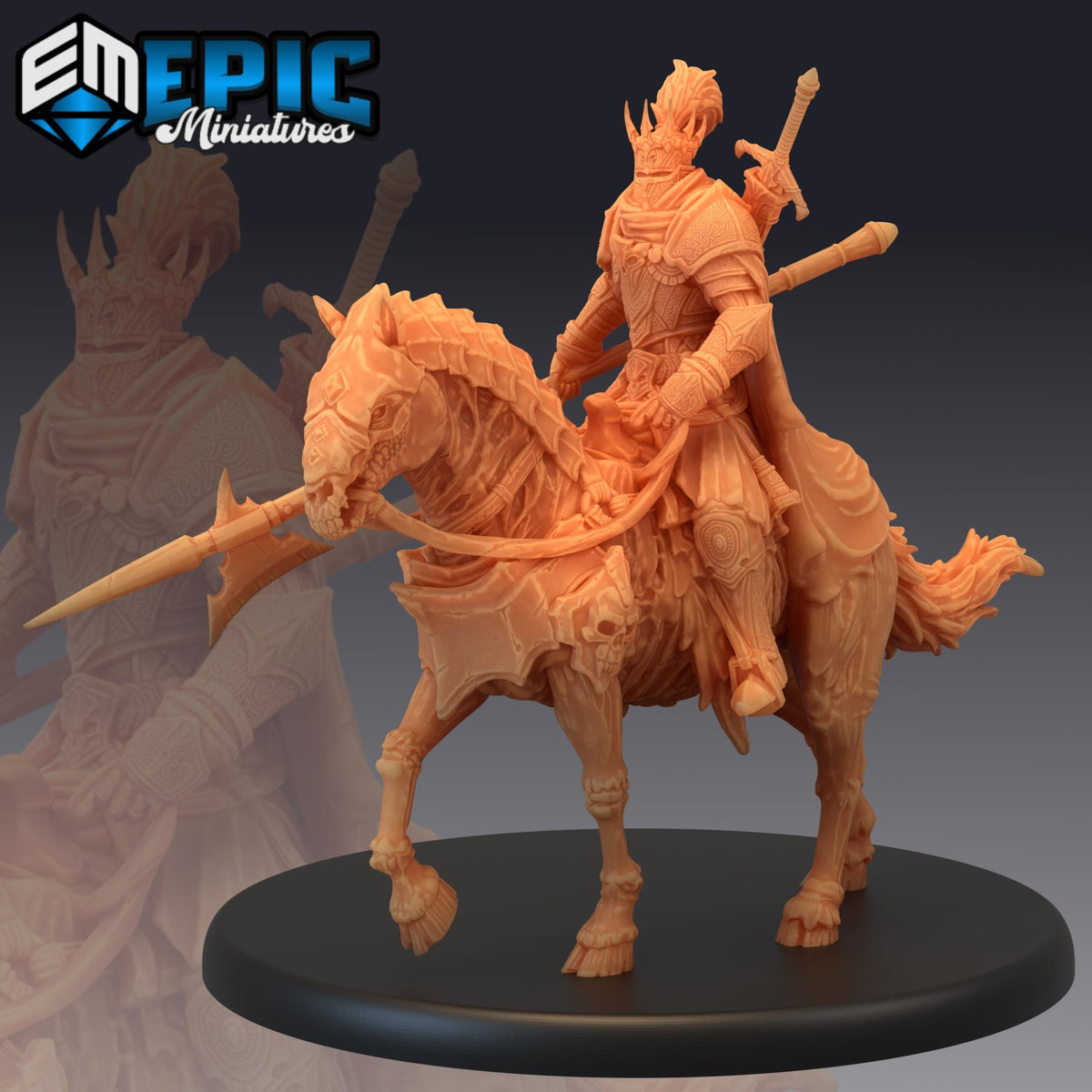 Death Knight Death Knight Rider front DND miniature Restless Bones 16k resin