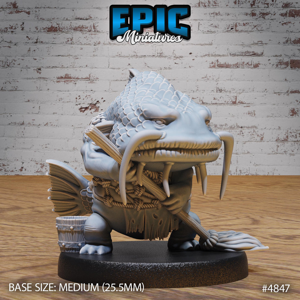 Catfish Folk Option #4847 front DND miniature Mysterious Ocean 16k resin