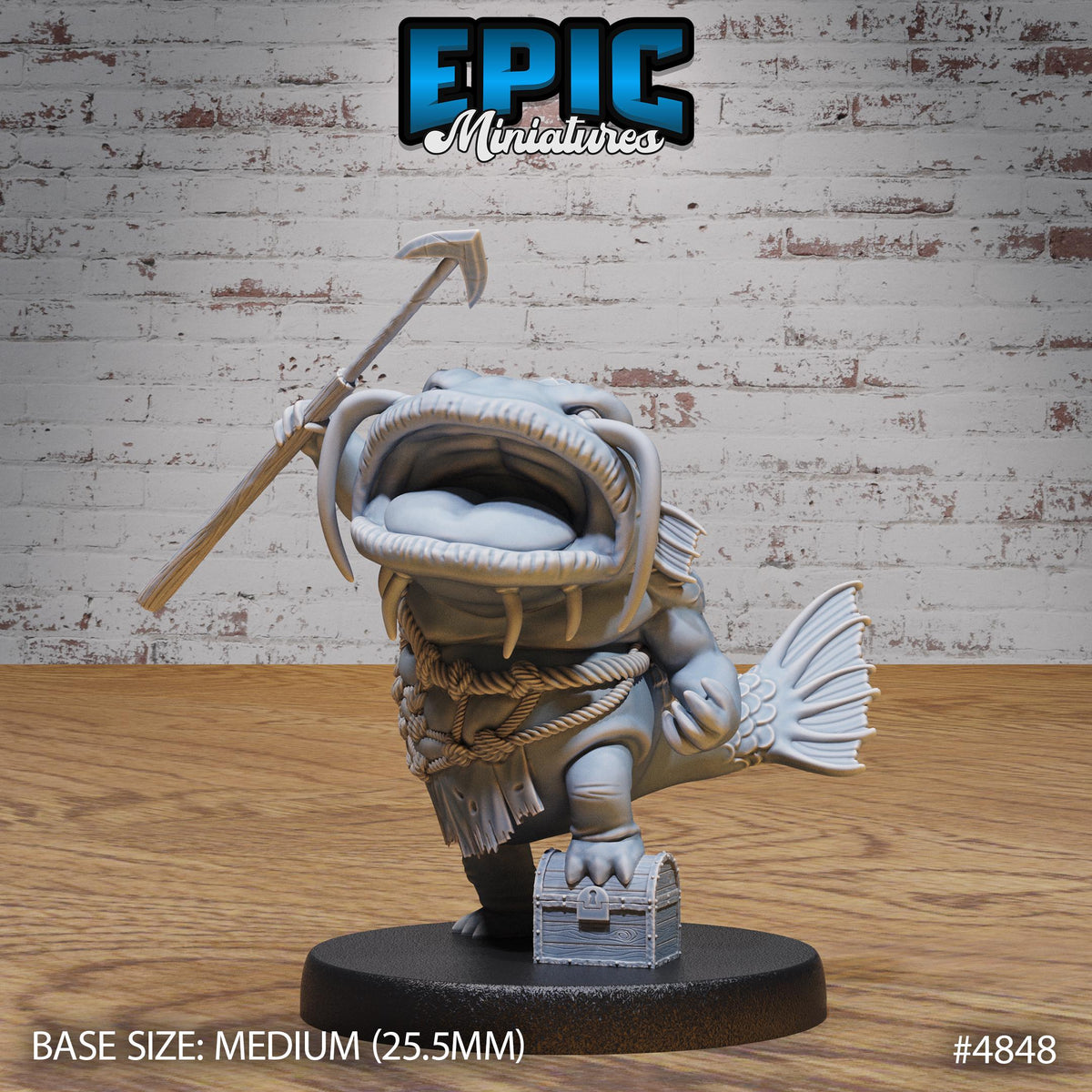 Catfish Folk Option #4848 front DND miniature Mysterious Ocean 16k resin