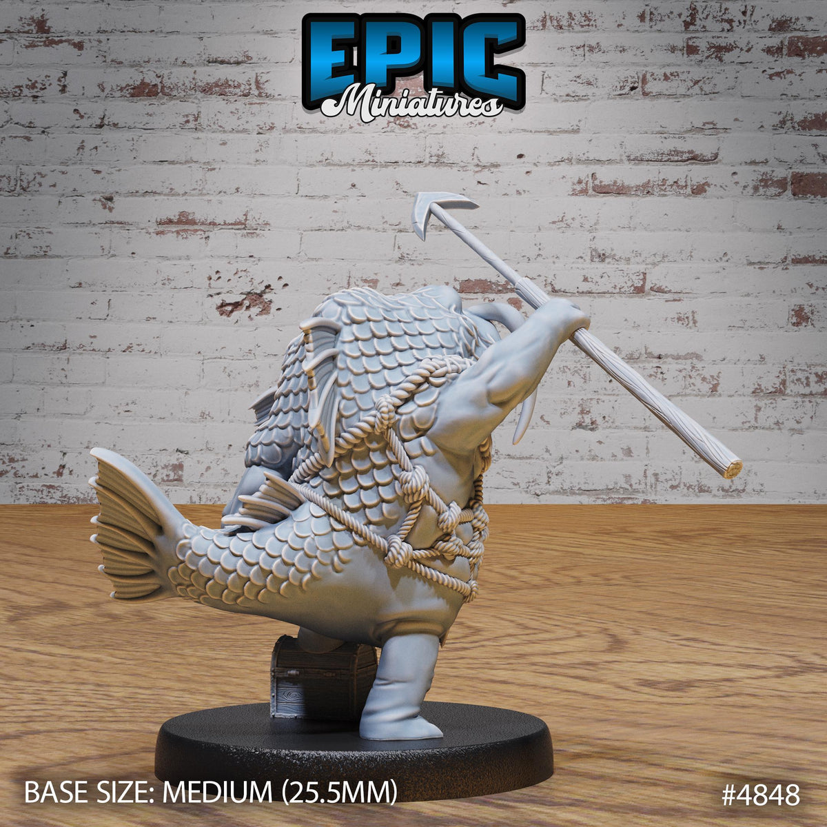 Catfish Folk Option #4848 back DND miniature Mysterious Ocean 16k resin