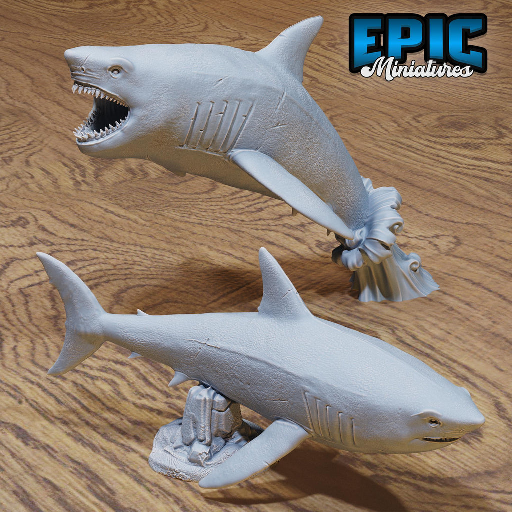 Great White Shark Option #4821 front DND miniature Mysterious Ocean 16k resin