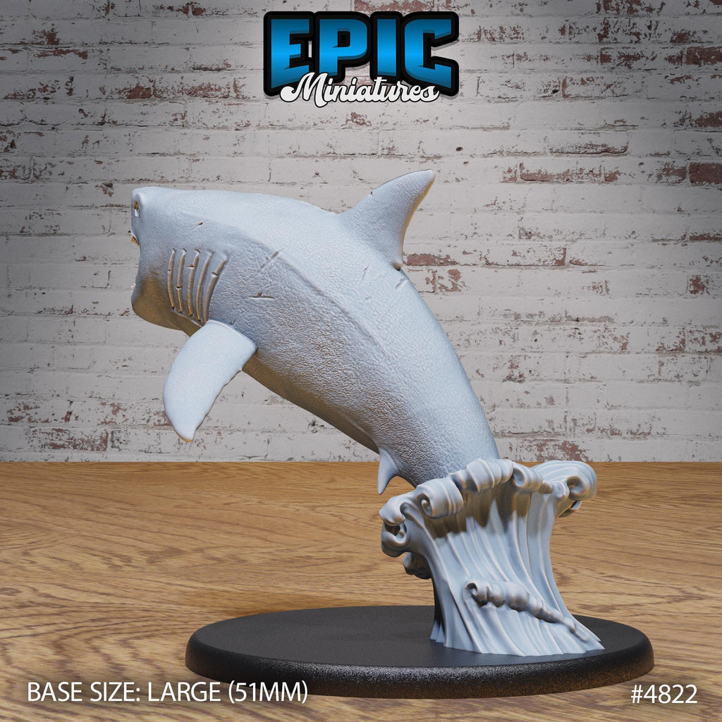 Great White Shark 2.5 inch attacking front DND miniature Mysterious Ocean 16k resin