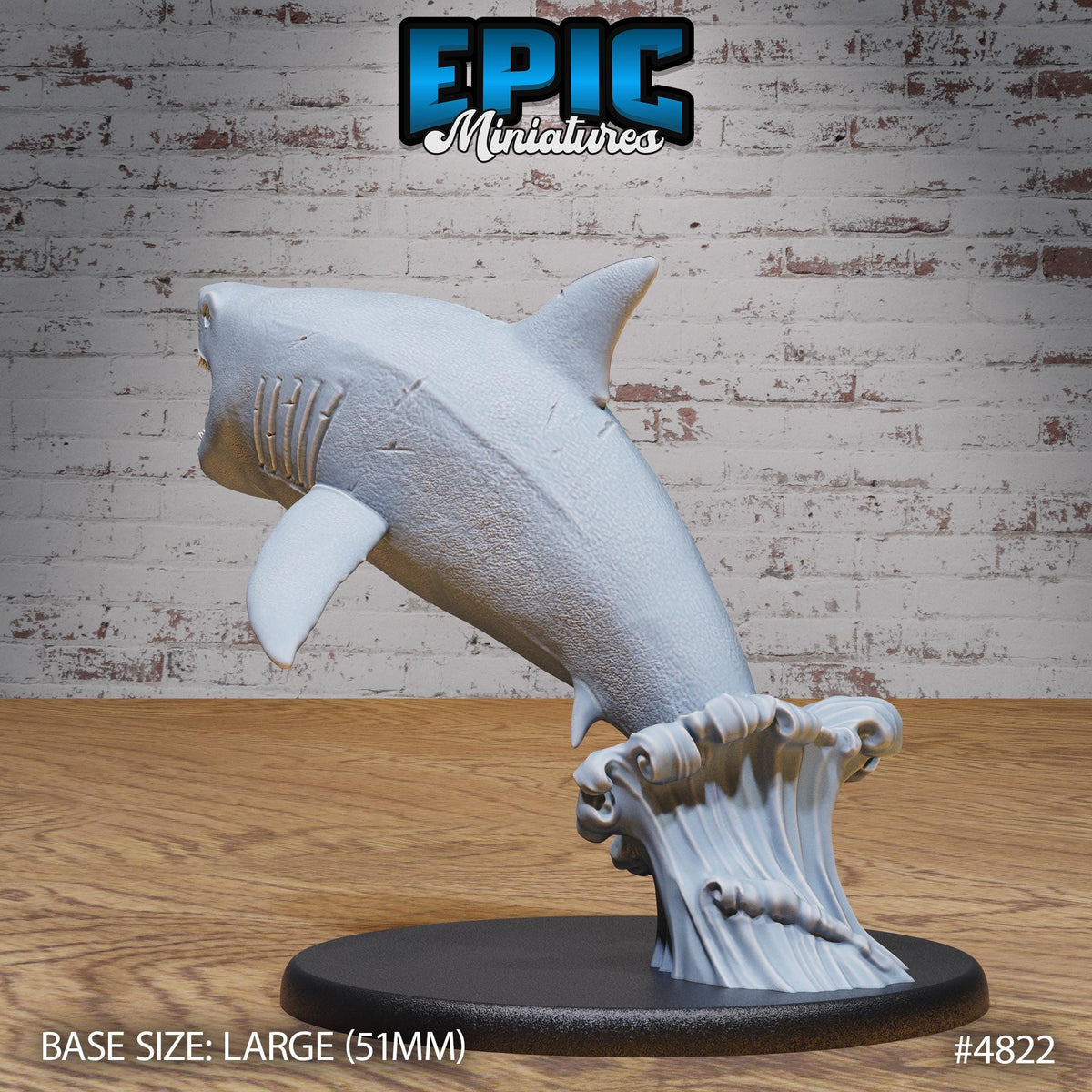 Great White Shark 2.5 inch attacking front DND miniature Mysterious Ocean 16k resin