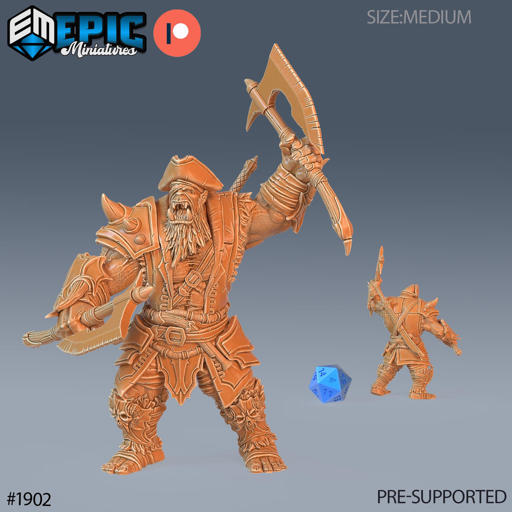 Orc Pirate Captain Option #1902 front DND miniature Treasure Hunt 16k resin