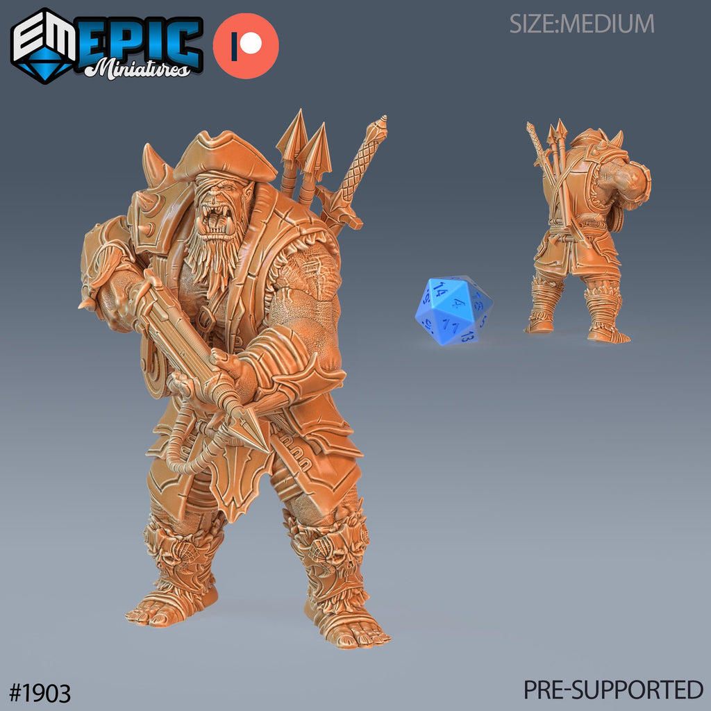 Orc Pirate Captain Option #1903 front DND miniature Treasure Hunt 16k resin