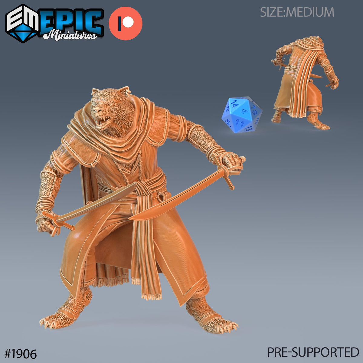 Catfolk Panther Pirate Option #1907 front DND miniature Treasure Hunt 16k resin